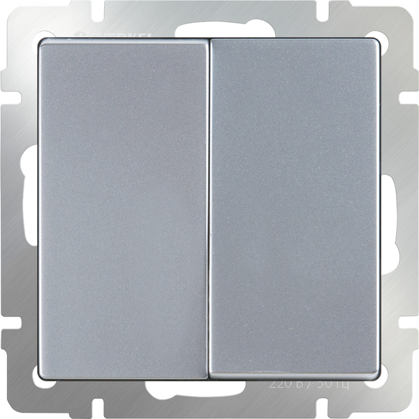 Выключатель двухклавишный проходной (серебряный)