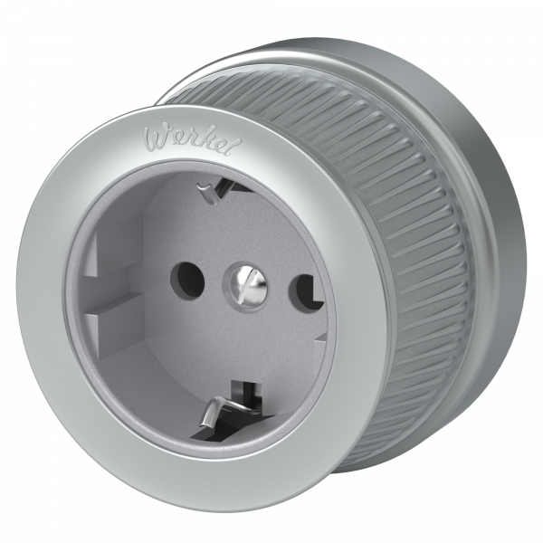 Розетка с заземлением (Матовый хром) ретро WL19-10-01