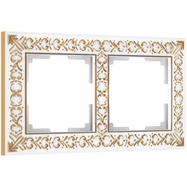 Рамка на 2 поста (белое золото) W0021523