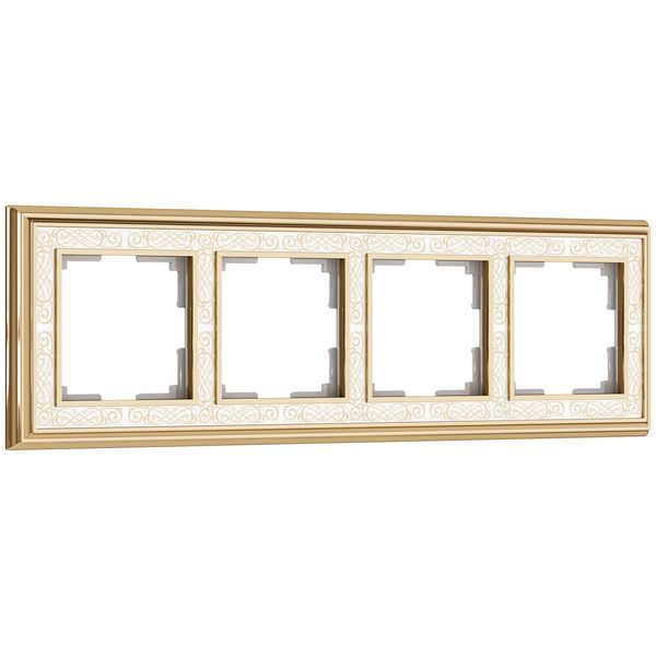 Рамка на 4 поста (золото/белый) W0041429