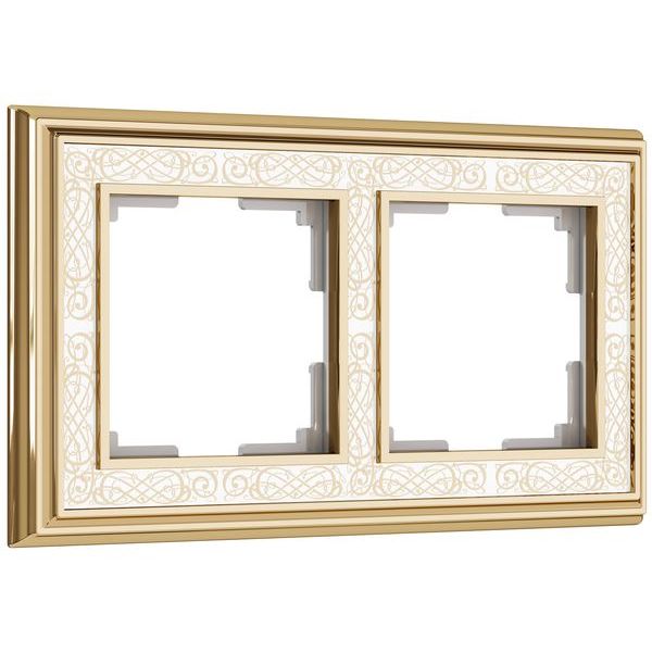 Рамка на 2 поста (золото/белый) W0021429