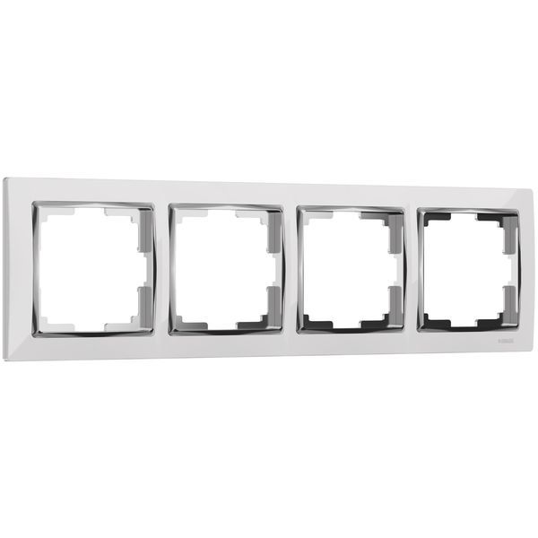Рамка на 4 поста (белый/хром) W0041901
