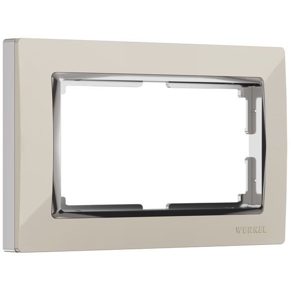 Рамка для двойной розетки (слоновая кость/хром) W0081903