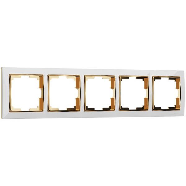 Рамка на 5 постов (белый/золото) W0051933