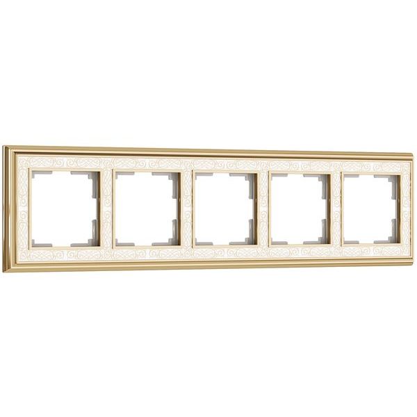 Рамка на 5 постов (золото/белый) WL77-Frame-05