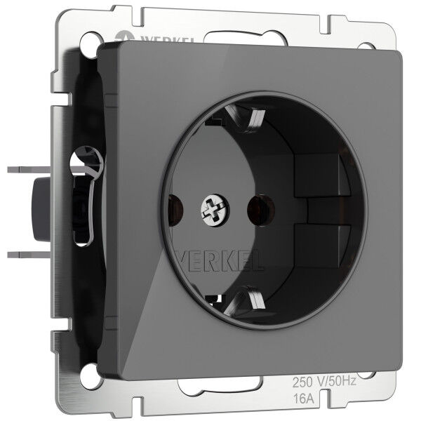 Розетка с заземлением (шампань рифленый)