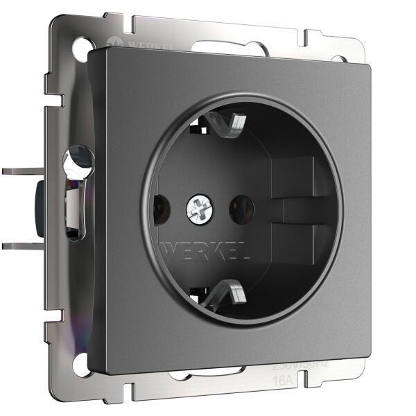 Розетка с заземлением (шампань рифленый)