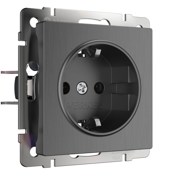 Розетка с заземлением (шампань рифленый)