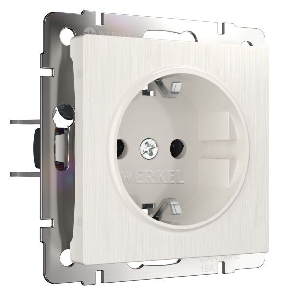 Розетка с заземлением (шампань рифленый)