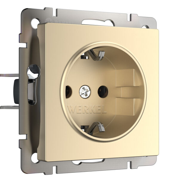 Розетка с заземлением (шампань рифленый)