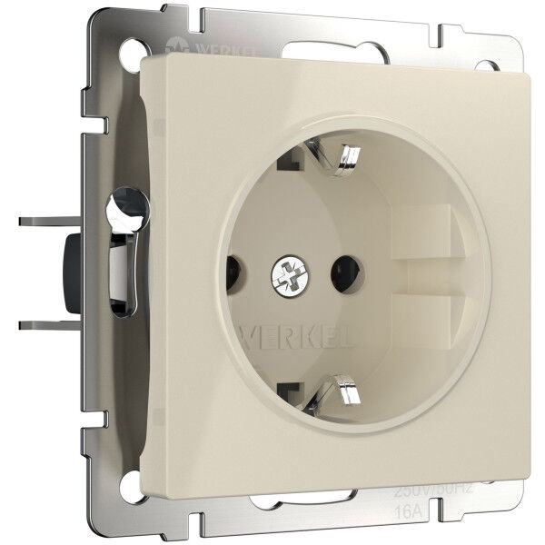 Розетка с заземлением (шампань рифленый)